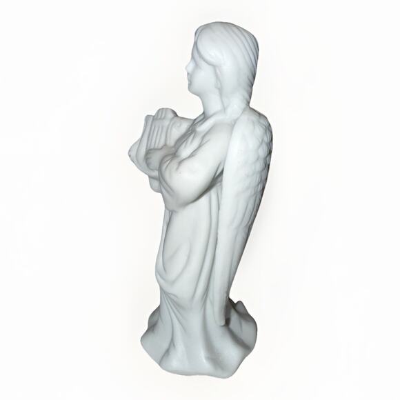 Vintage Female Angel Playing Harp Figurine White Porcelain Decoration 5.75" - Picture 2 of 6